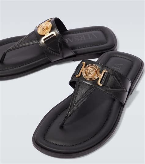 versace medusa thong sandals|Versace Medusa Leather Flat Thong Sandals.